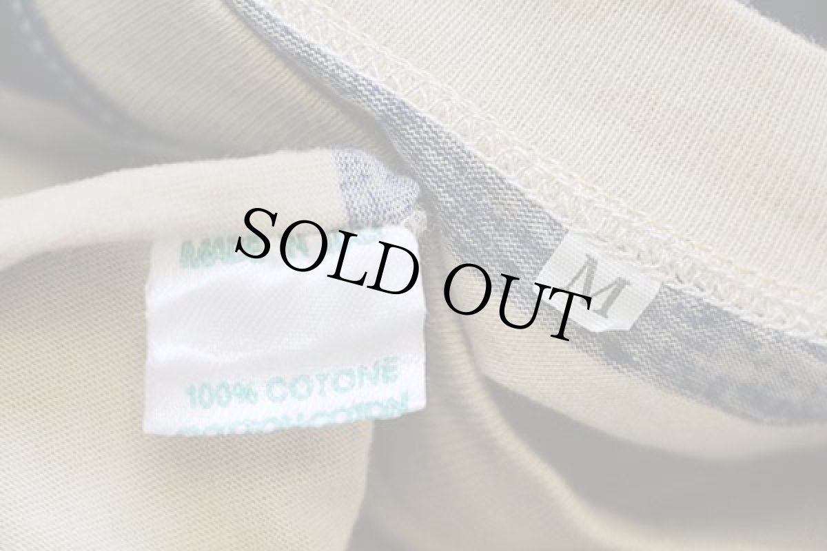 画像4: デッドストック★90s イタリア製 UNKNOWN 太ボーダー コットンTシャツ ベージュ×紺 M (4)