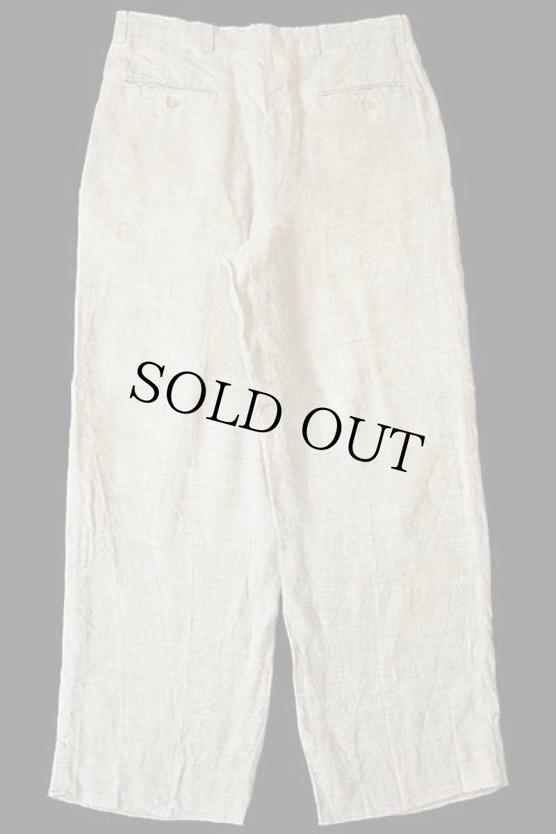 画像3: 90s イタリア製 UNKNOWN スリータック スラックス リネンパンツ ベージュ 46 (3)