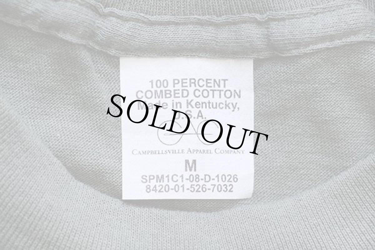 画像4: デッドストック★00s USA製 米軍 CAC 無地 コットンTシャツ セージグリーン M★C (4)