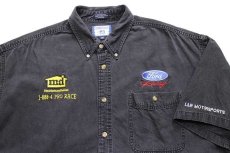 画像3: 00s Leeリー Fordフォード Racing Macklanburg-Duncan 刺繍 ボタンダウン 半袖 ブラック デニムシャツ 2XL★特大 (3)