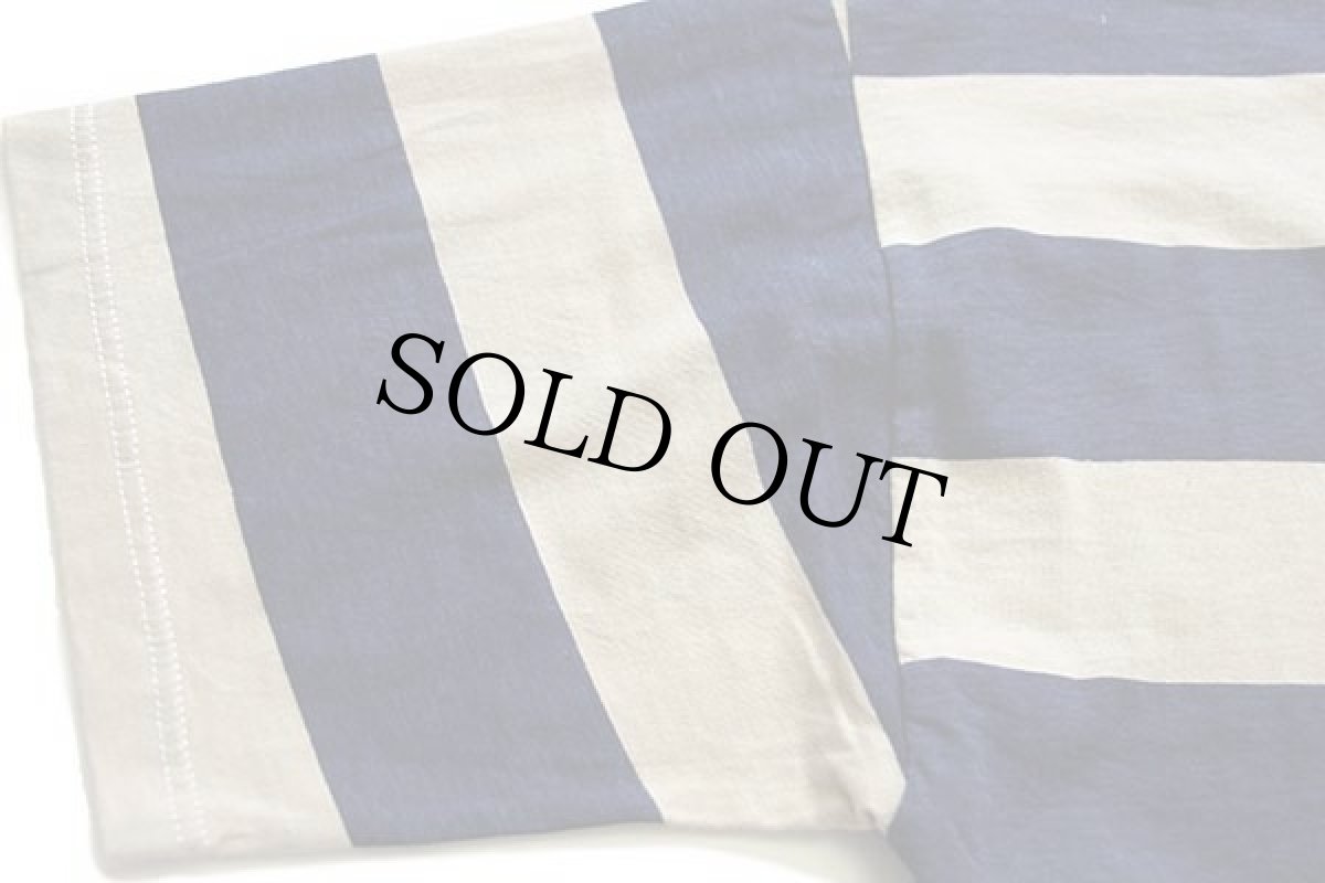 画像5: デッドストック★90s イタリア製 UNKNOWN 太ボーダー コットンTシャツ ベージュ×紺 M (5)