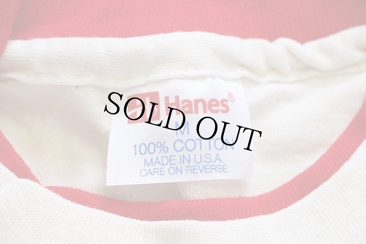 画像4: デッドストック★90s USA製 Hanes ツートン 切り替え レイヤードネック コットンTシャツ 生成り×赤 M (4)