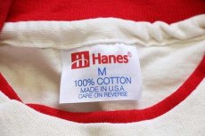 画像4: デッドストック★90s USA製 Hanes ツートン 切り替え レイヤードネック コットンTシャツ 生成り×赤 M (4)