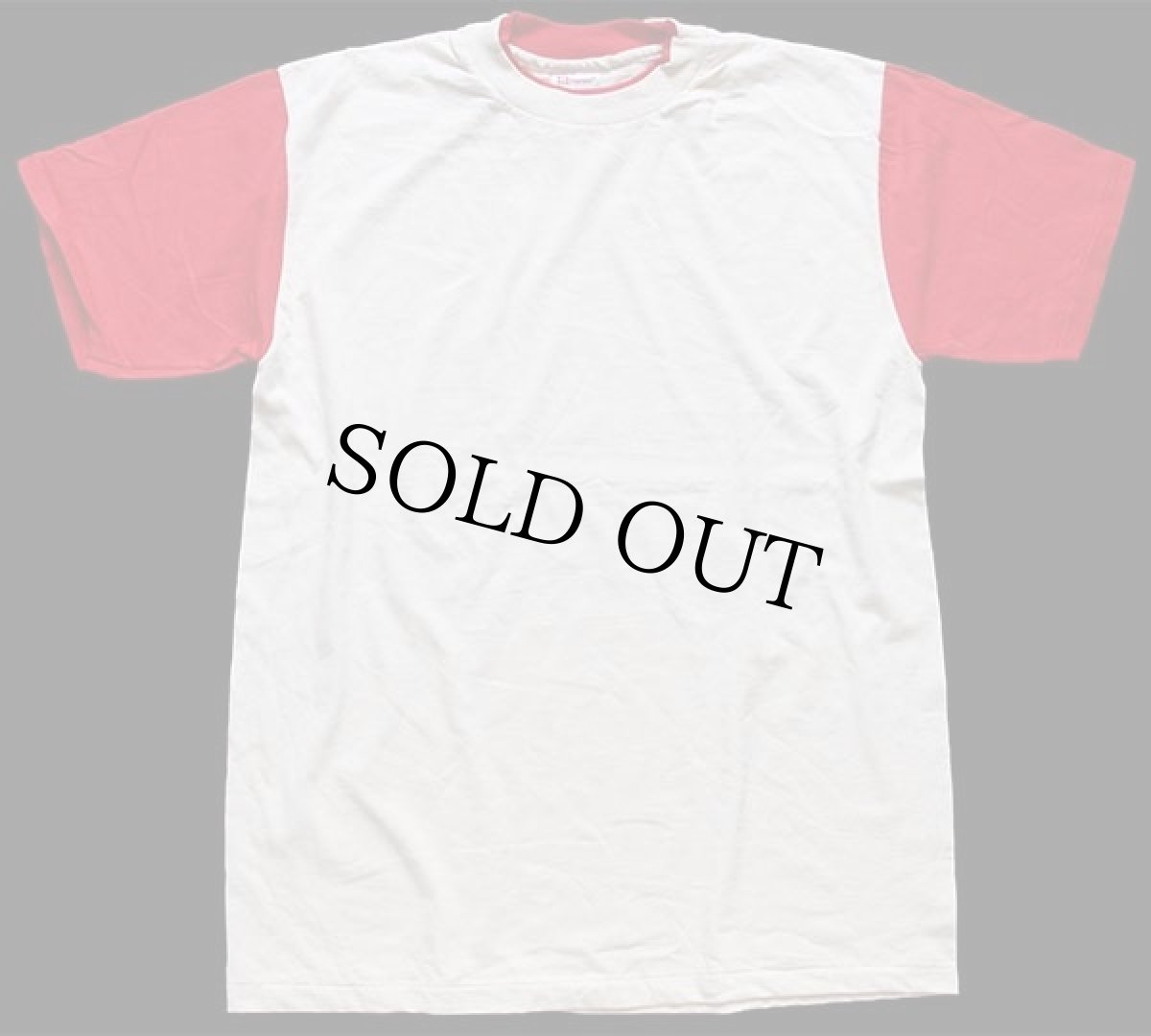 画像2: デッドストック★90s USA製 Hanes ツートン 切り替え レイヤードネック コットンTシャツ 生成り×赤 M (2)