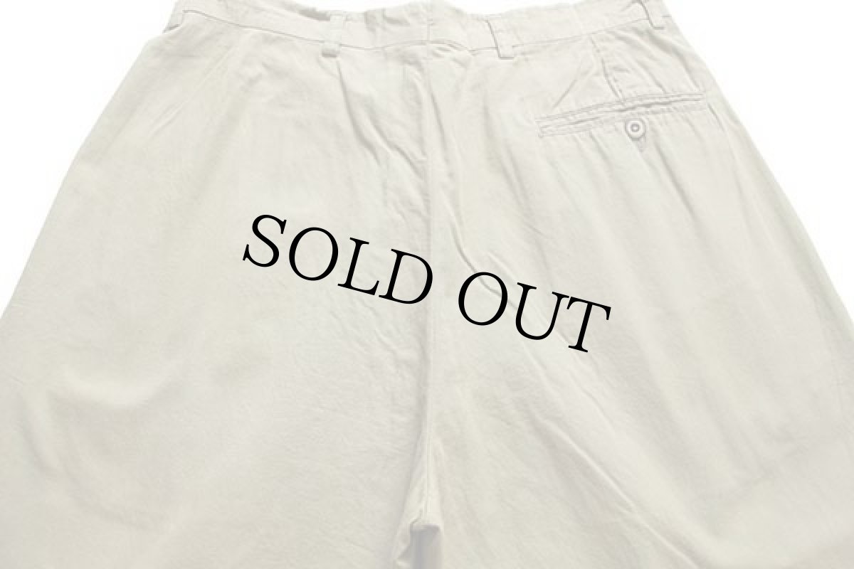 画像5: 80s イタリア製 UNKNOWN スリータック スラックス コットンパンツ 濃カーキ w32 (5)