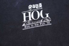 画像5: 90s USA製 Hanes HARLEY-DAVIDSON ハーレー ダビッドソン Run to the Fun '92 両面プリント コットンTシャツ 黒 フェード XL (5)