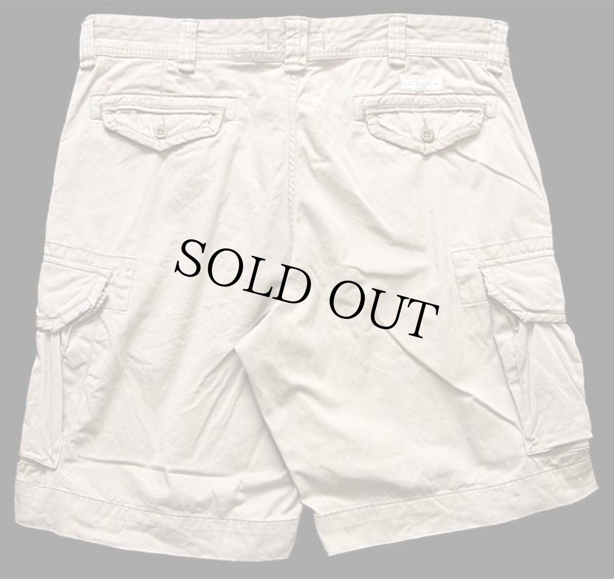 画像2: 00s ポロ ラルフローレン USED加工 コットン カーゴ ショートパンツ ペンキ飛び グレーベージュ 38★ショーツ (2)