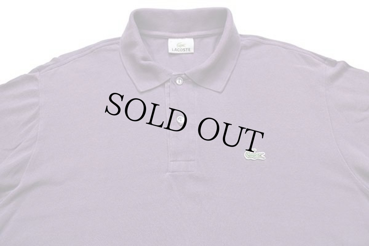 画像3: 90s LACOSTEラコステ ワンポイント コットン 鹿の子 長袖ポロシャツ 紫 5★68 (3)
