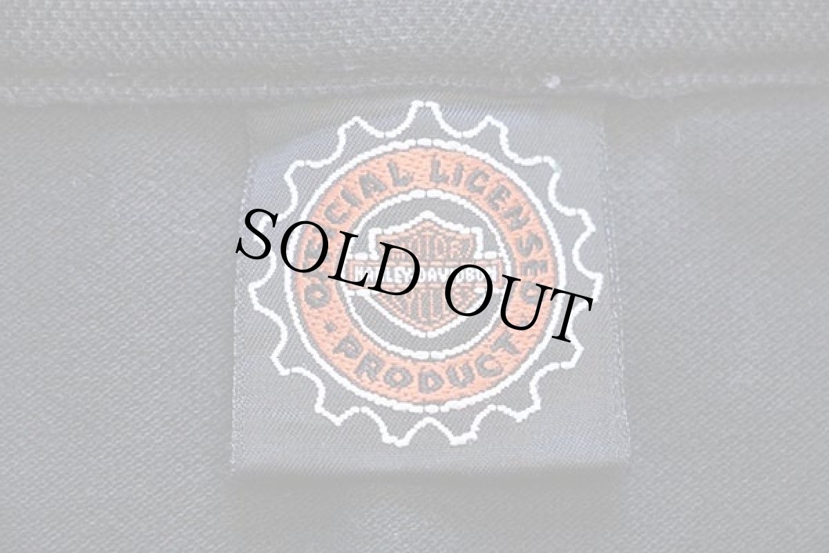 画像4: 90s USA製 HARLEY-DAVIDSON ハーレー ダビッドソン NEW YORK Cafe ロゴ刺繍 コットン 鹿の子 ポロシャツ 黒 XL (4)