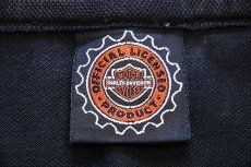 画像4: 90s USA製 HARLEY-DAVIDSON ハーレー ダビッドソン NEW YORK Cafe ロゴ刺繍 コットン 鹿の子 ポロシャツ 黒 XL (4)