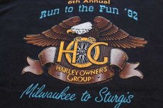 画像4: 90s USA製 Hanes HARLEY-DAVIDSON ハーレー ダビッドソン Run to the Fun '92 両面プリント コットンTシャツ 黒 フェード XL (4)