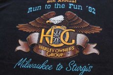 画像4: 90s USA製 Hanes HARLEY-DAVIDSON ハーレー ダビッドソン Run to the Fun '92 両面プリント コットンTシャツ 黒 フェード XL (4)