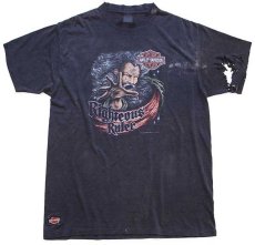 画像2: 90s USA製 HARLEY-DAVIDSON ハーレー ダビッドソン 3D EMBLEM Righteous Ruler Tシャツ ボロ 黒 (2)