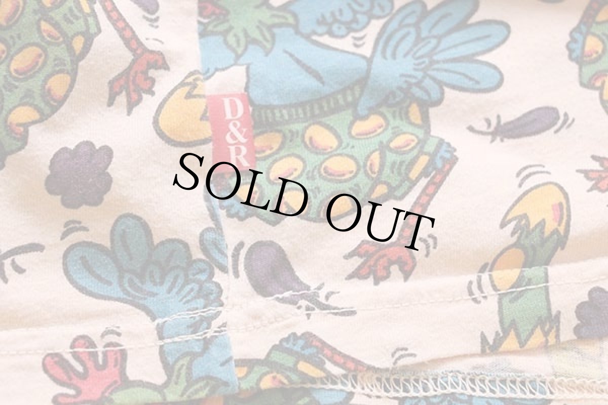 画像6: 90s 南アフリカ製 DINOSAURS&ROSES ニワトリ たまご 総柄 コットンTシャツ ピンク (6)