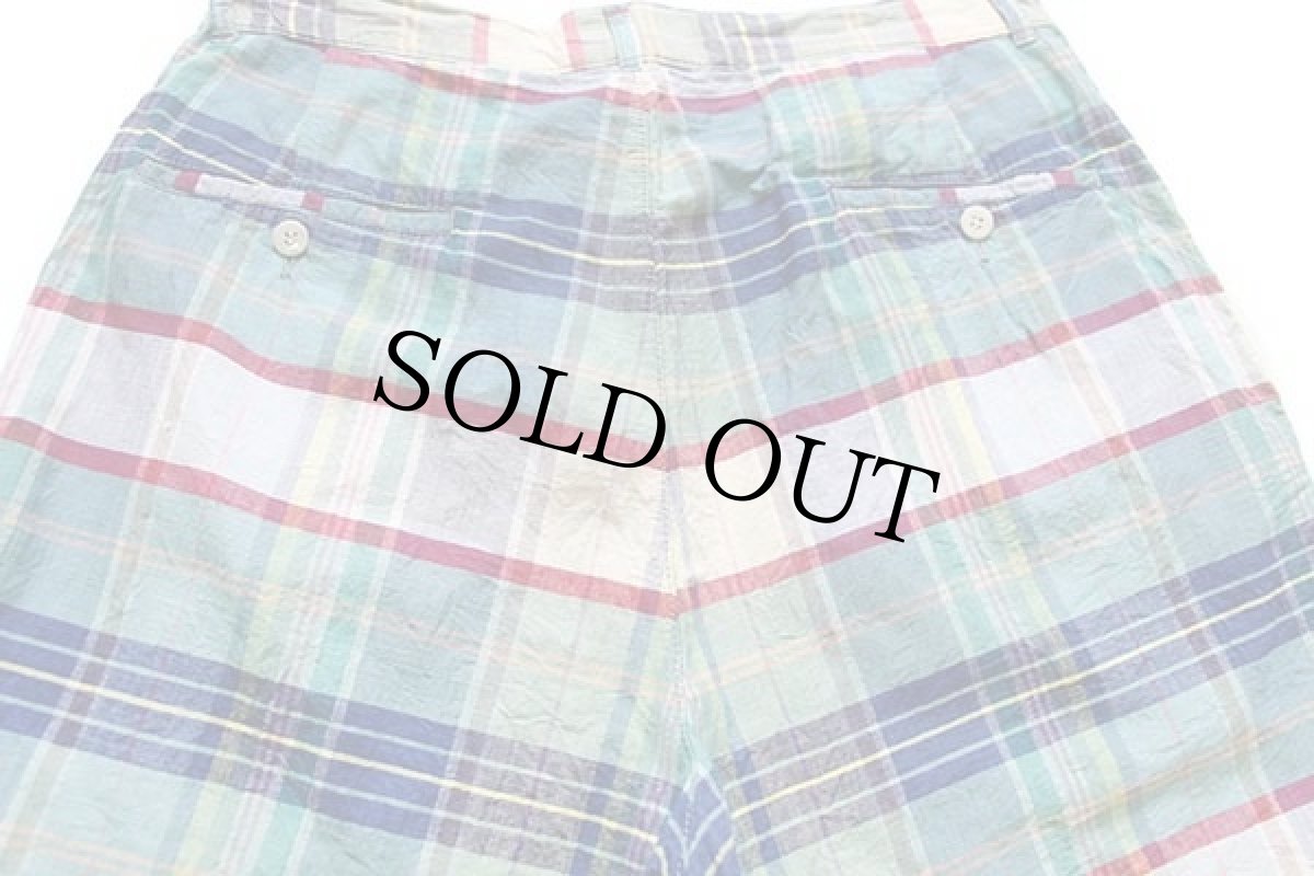 画像4: 90s イタリア製 ポロ ラルフローレン ツータック マドラスチェック コットン ショートパンツ 32★ショーツ (4)