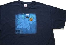 画像1: 00s COOKIE MONSTERクッキーモンスター NIRVANAニルバーナ パロディ コットンTシャツ 紺 XL (1)