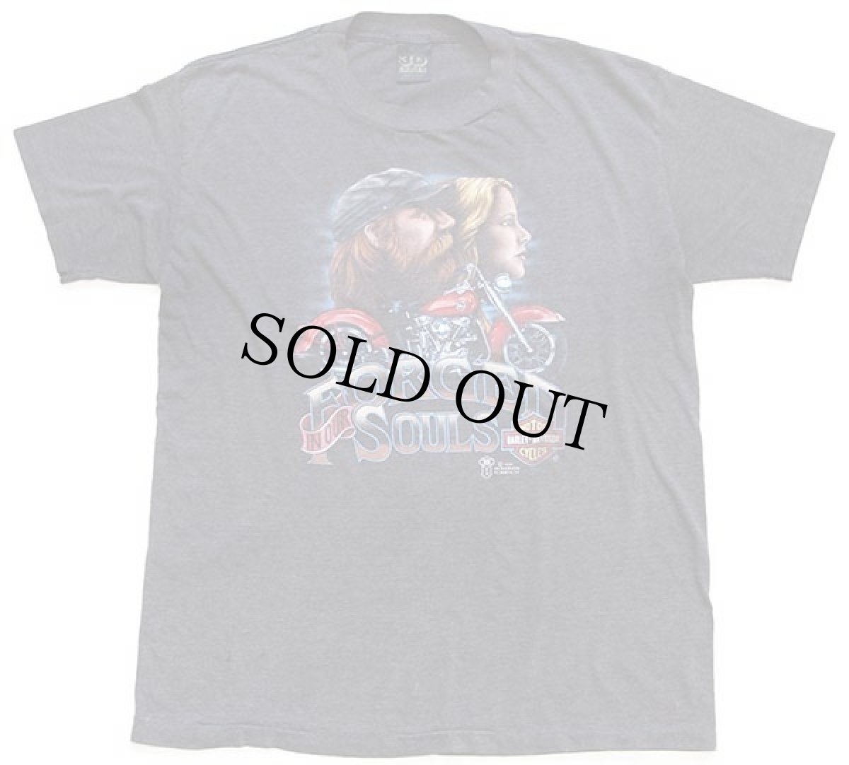 画像2: 80s USA製 HARLEY-DAVIDSON ハーレー ダビッドソン 3D EMBLEM FORGED SOULS 両面プリント Tシャツ チャコールグレー (2)
