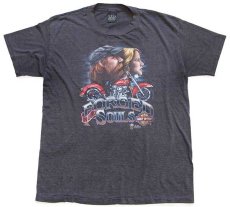 画像2: 80s USA製 HARLEY-DAVIDSON ハーレー ダビッドソン 3D EMBLEM FORGED SOULS 両面プリント Tシャツ チャコールグレー (2)