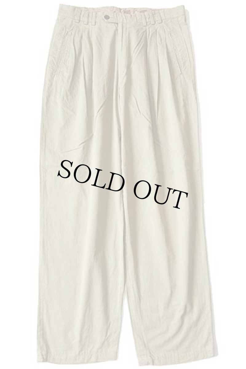 画像2: 80s イタリア製 UNKNOWN スリータック スラックス コットンパンツ 濃カーキ w32 (2)