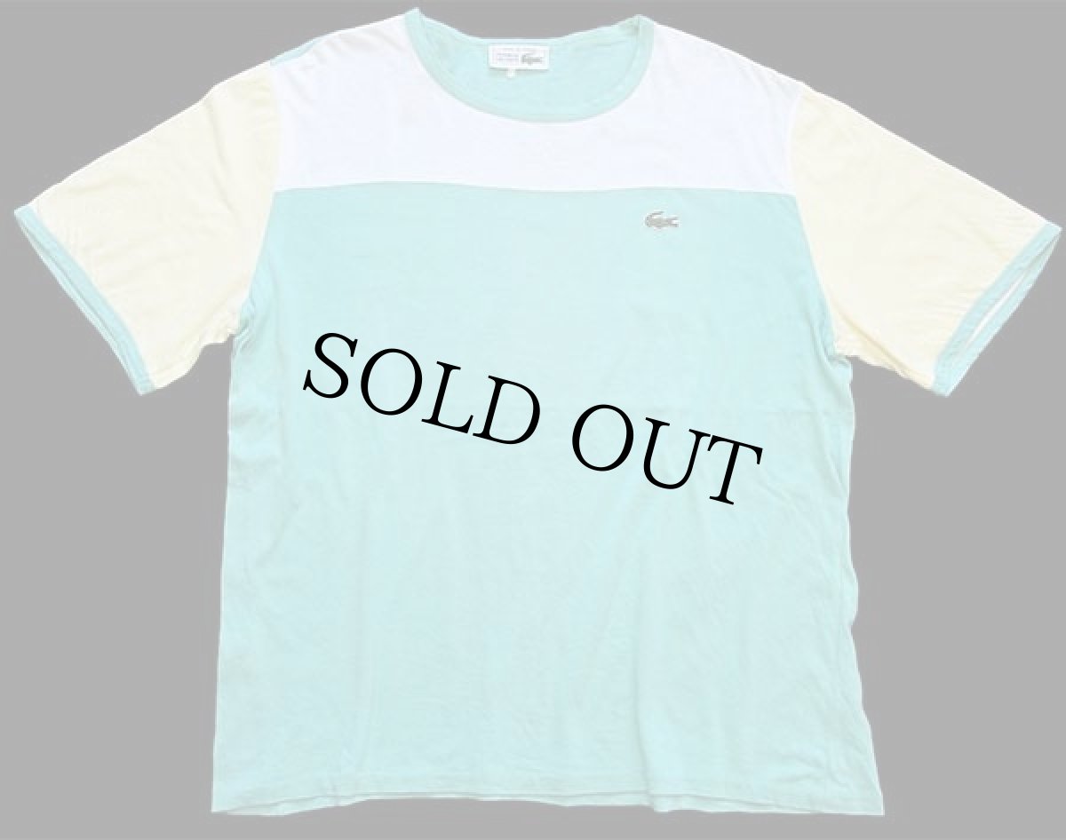画像2: 70s フランス製 CHEMISE LACOSTE ラコステ マルチカラー 切り替え コットンTシャツ 4 (2)