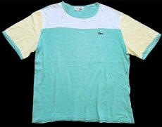 画像2: 70s フランス製 CHEMISE LACOSTE ラコステ マルチカラー 切り替え コットンTシャツ 4 (2)