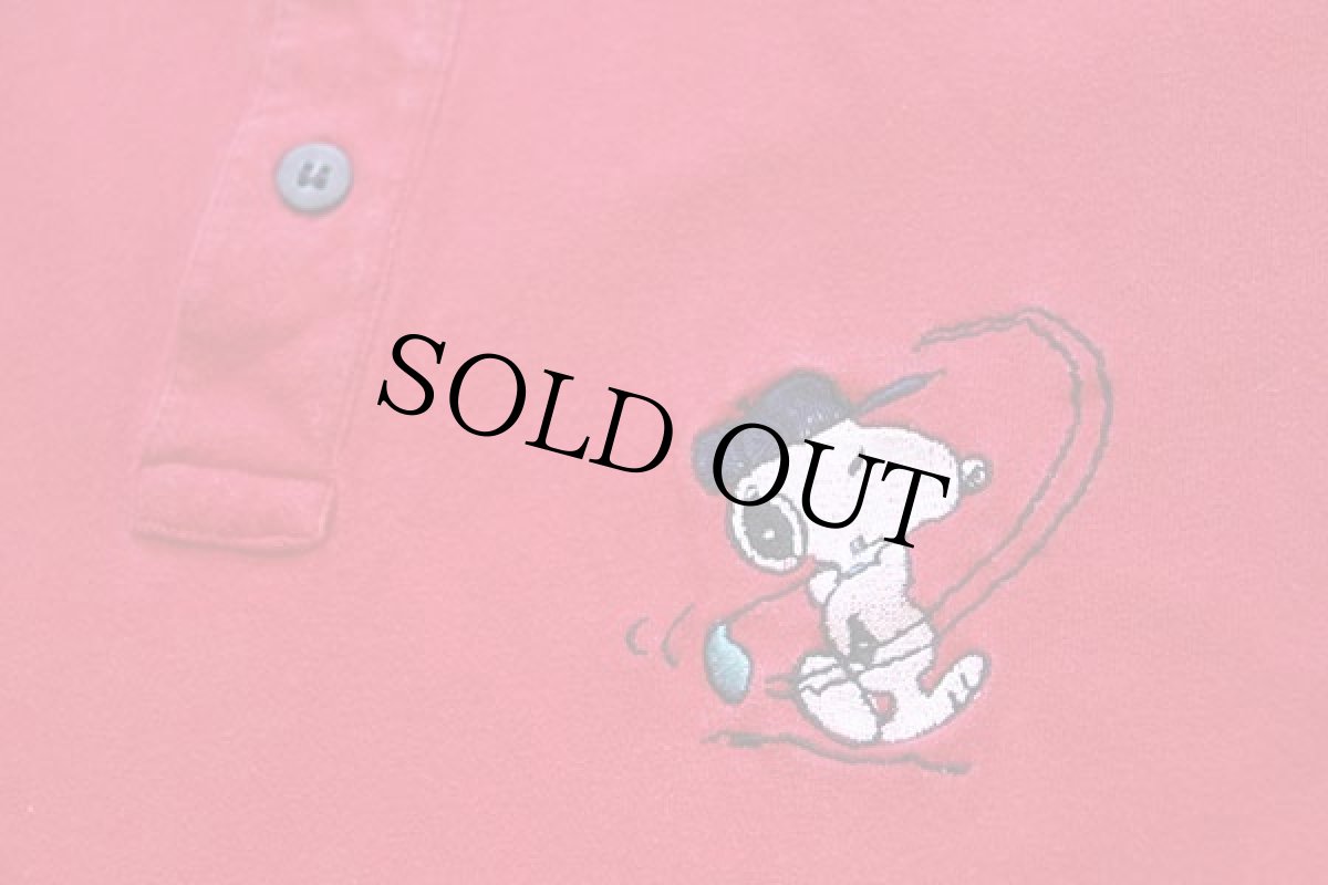 画像4: 90s SNOOPY AND FRIENDS BY BILLDITFORT SCHULT スヌーピー ゴルフ 刺繍 コットン ポロシャツ 赤×紺 L (4)