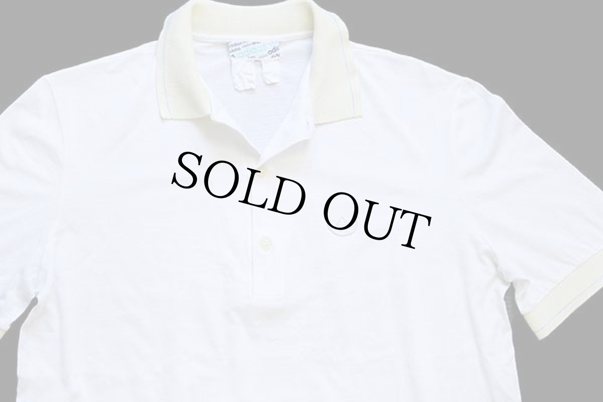 画像3: 70s adidasアディダス VENTEX トレフォイル ロゴ パッチ付き コットン ポロシャツ 白×薄黄 5 (3)