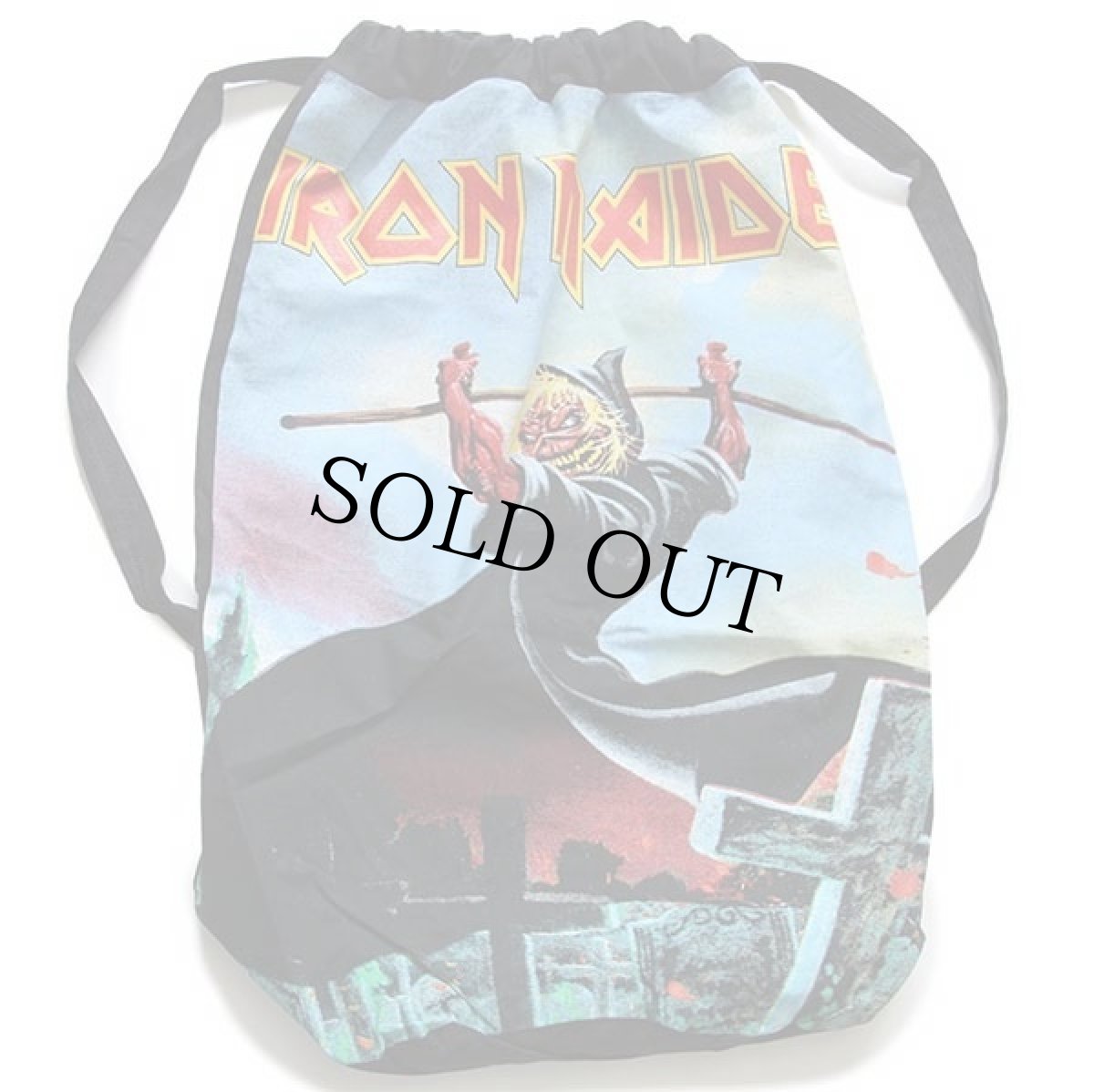 画像1: デッドストック★90s TURBOGADGET IRON MAIDEN A REAL DYING ONE バケツ型 ショルダーバッグ 黒 (1)