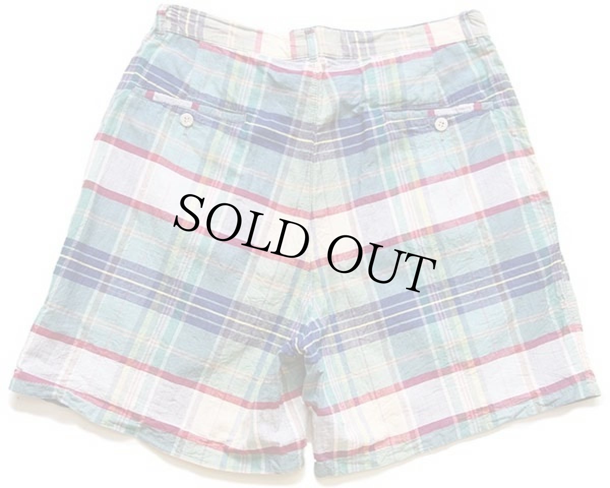 画像2: 90s イタリア製 ポロ ラルフローレン ツータック マドラスチェック コットン ショートパンツ 32★ショーツ (2)