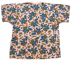 画像3: 90s 南アフリカ製 DINOSAURS&ROSES ニワトリ たまご 総柄 コットンTシャツ ピンク (3)
