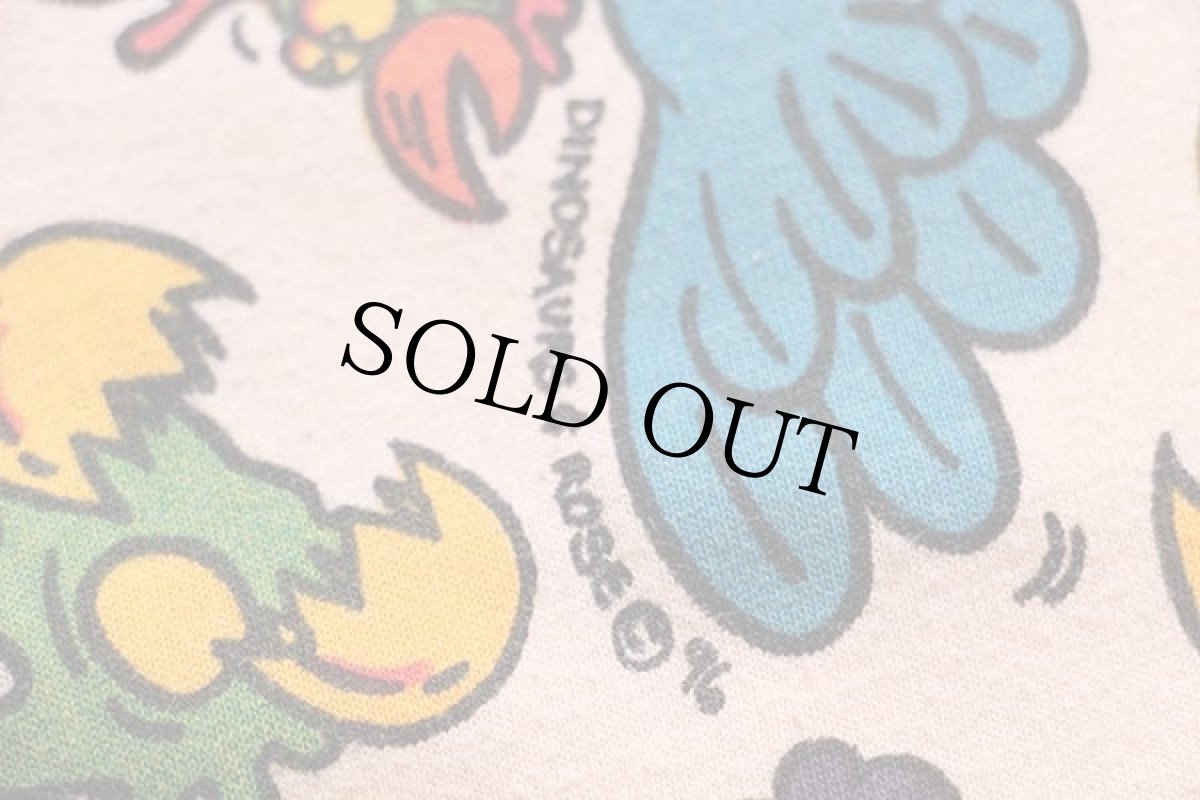 画像5: 90s 南アフリカ製 DINOSAURS&ROSES ニワトリ たまご 総柄 コットンTシャツ ピンク (5)