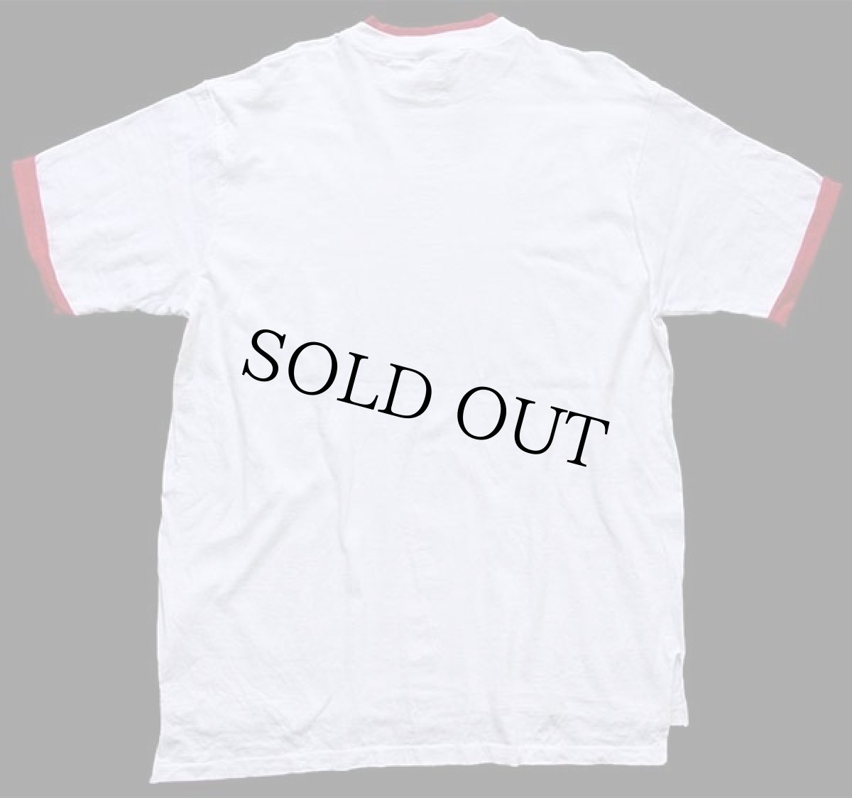 画像3: 90s USA製 NUTMEG 無地 レイヤードネック&スリーブ コットンTシャツ 白×濃赤 XL (3)