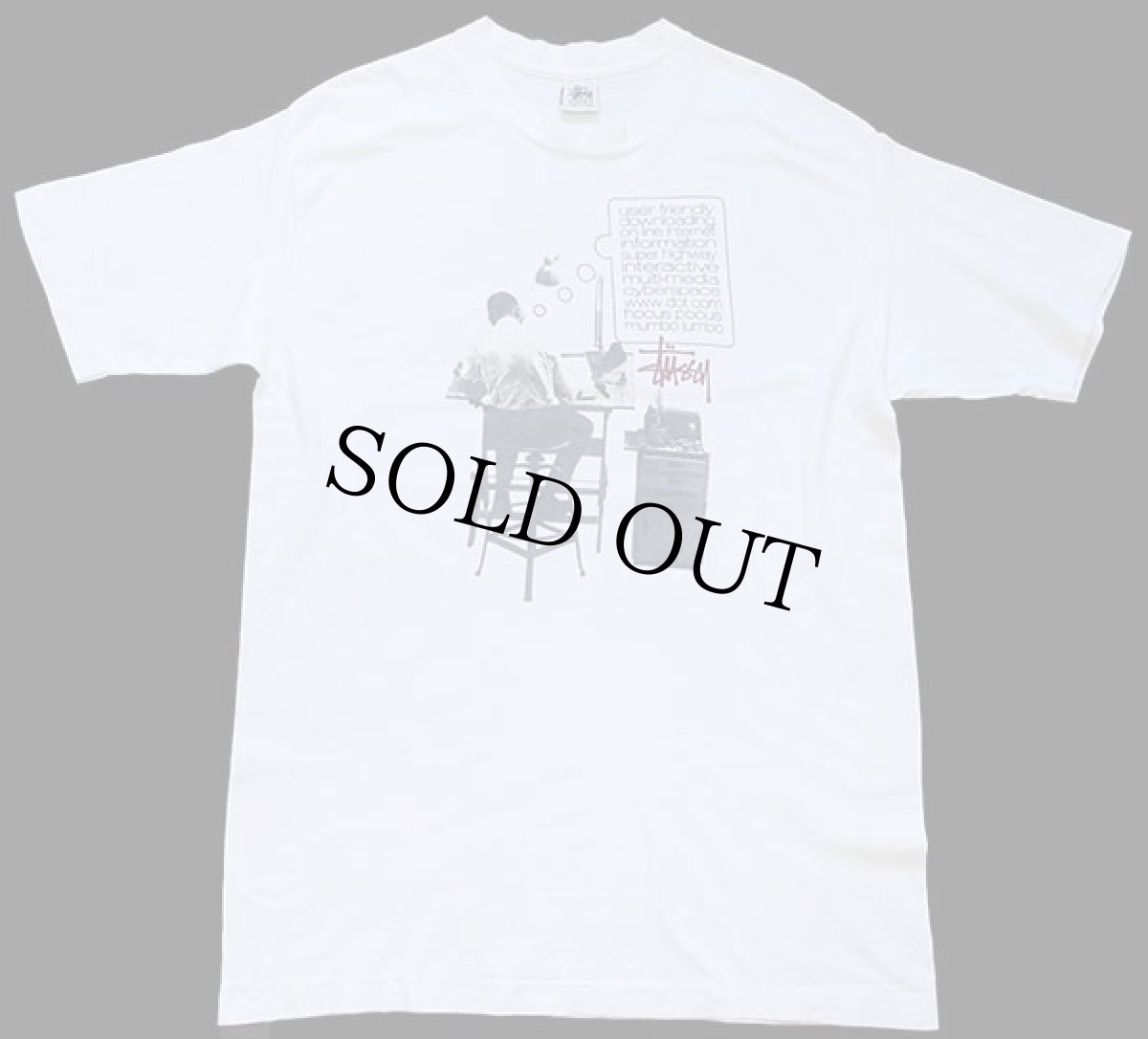 画像2: 90s USA製 STUSSYステューシー 白タグ フォトプリント コットンTシャツ 白 L (2)