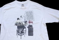 画像1: 90s USA製 STUSSYステューシー 白タグ フォトプリント コットンTシャツ 白 L (1)