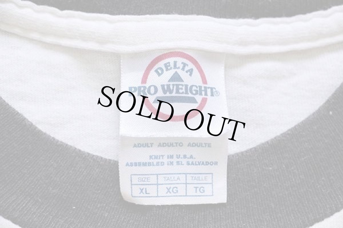 画像4: 00s ARNOLD IS NUMERO UNO 染み込みプリント リンガーTシャツ 白×黒 XL (4)