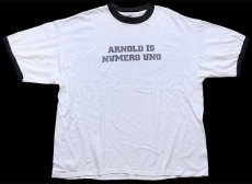 画像2: 00s ARNOLD IS NUMERO UNO 染み込みプリント リンガーTシャツ 白×黒 XL (2)