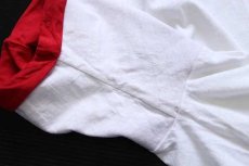 画像5: 90s USA製 NUTMEG 無地 レイヤードネック&スリーブ コットンTシャツ 白×濃赤 XL (5)