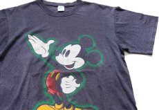 画像1: 90s USA製 Velva Sheen ミッキー マウス ボーダー Tシャツ グレー L (1)