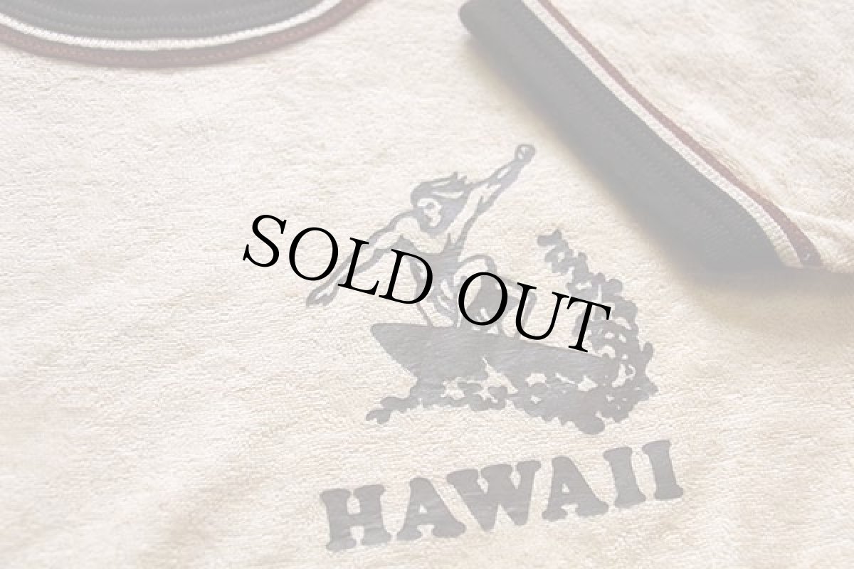画像6: デッドストック★80s USA製 HAWAII サーフ パイル Tシャツ 薄茶 L (6)