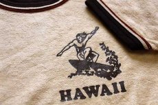 画像6: デッドストック★80s USA製 HAWAII ハワイ サーフ パイル Tシャツ 薄茶 L (6)