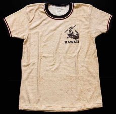 画像3: デッドストック★80s USA製 HAWAII ハワイ サーフ パイル Tシャツ 薄茶 L (3)