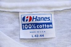 画像4: 80s USA製 Hanes ミッキー&ミニー マウス BASTRINGUE 蛍光 染み込みプリント コットンTシャツ 白 L (4)