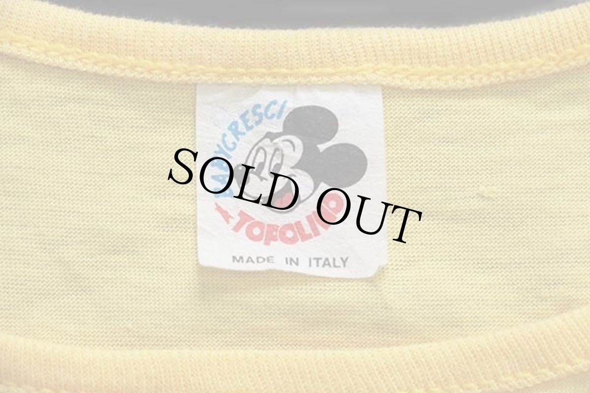 画像5: 80s イタリア製 Disneyディズニー ミッキー マウス 両面 染み込みプリント コットン タンクトップ 黄 (5)