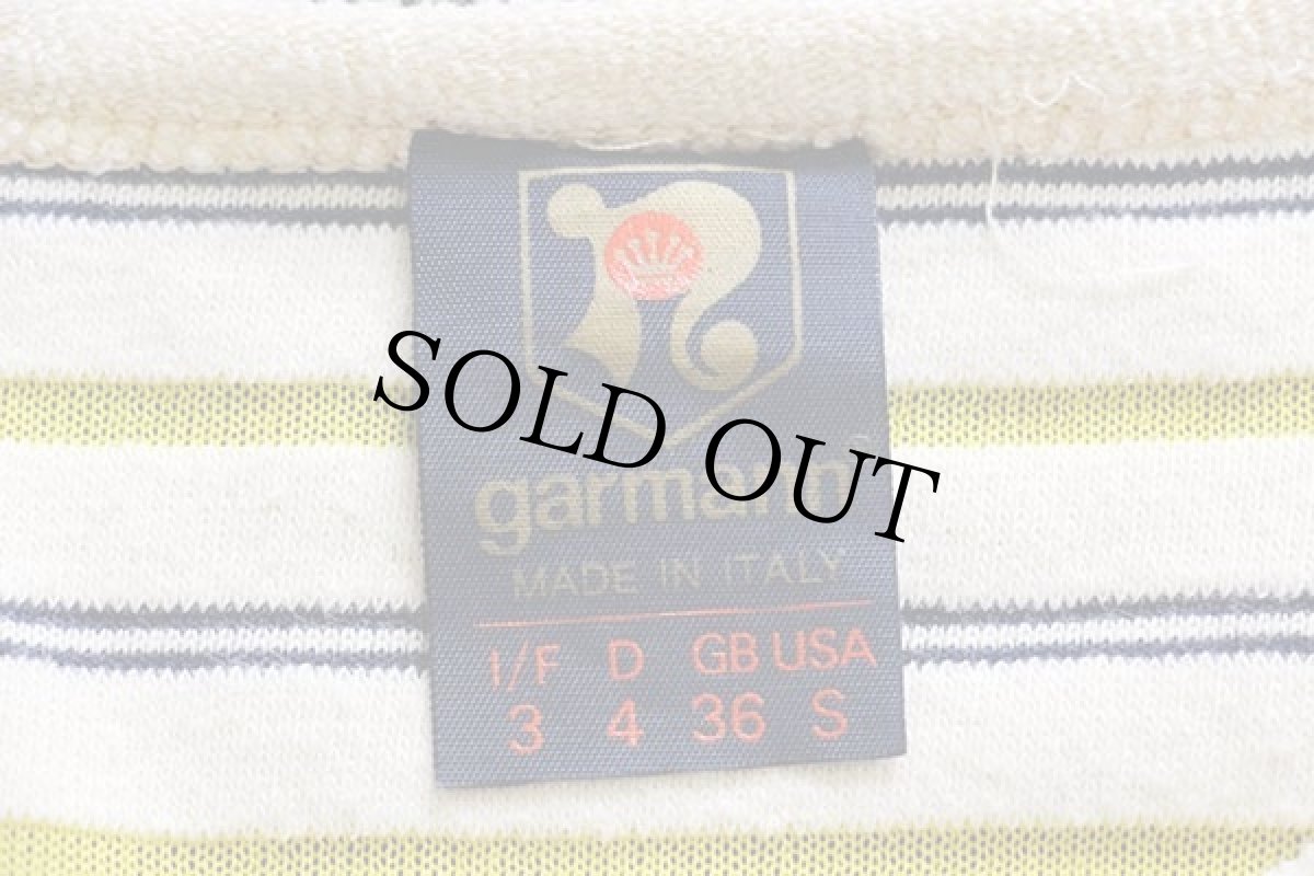 画像4: イタリア製 garmann マルチボーダー パイル Tシャツ S (4)