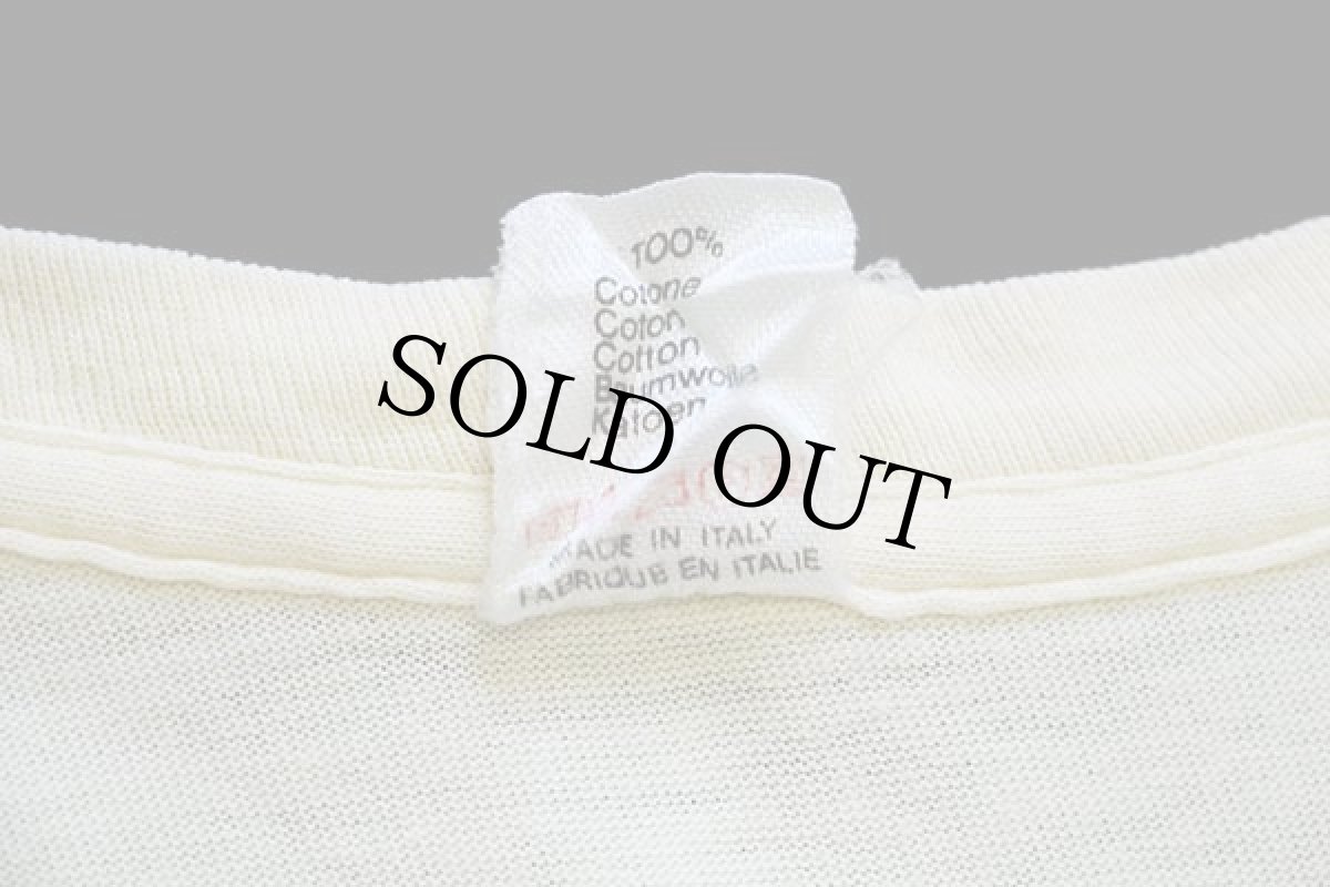 画像5: 80s イタリア製 ミッキー マウス 染み込みプリント ツートン 切り替え コットンTシャツ クリーム×水色 (5)