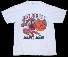 画像2: 90s JUST DID IT!! NBA CHICAGO BULLS シカゴ ブルズ タズマニアンデビル コットンTシャツ 白 XL (2)