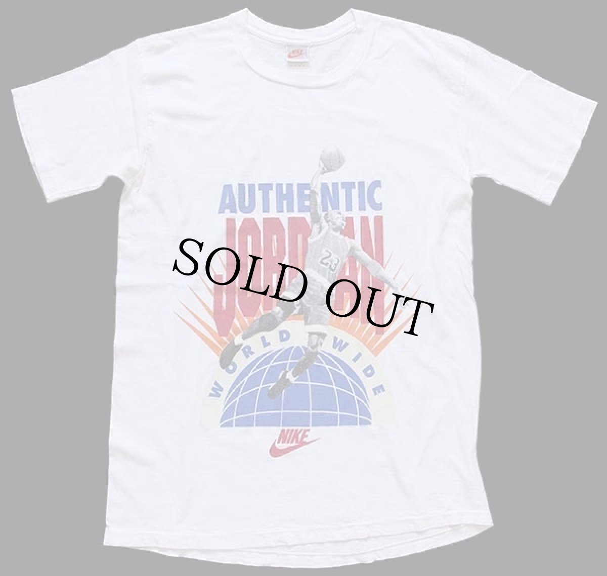 画像2: 90s USA製 NIKEナイキ JORDAN ジョーダン AUTHENTIC WORLD WIDE コットンTシャツ 白 M (2)