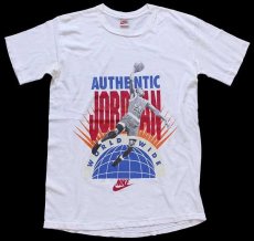 画像2: 90s USA製 NIKEナイキ JORDAN ジョーダン AUTHENTIC WORLD WIDE コットンTシャツ 白 M (2)