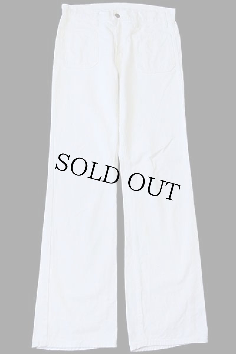 画像2: 70s Levi'sリーバイス フレア ホワイト デニム セーラーパンツ カスタム w30★ユーロ (2)