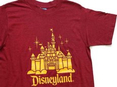 画像1: 80s USA製 Disneyディズニー Disneylandディズニーランド シンデレラ城 Tシャツ バーガンディ M (1)